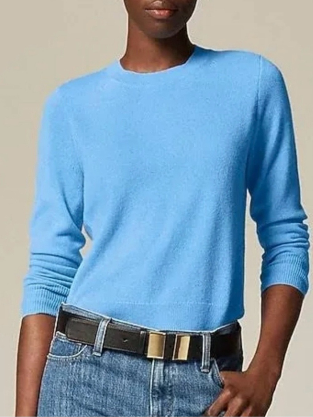 J. Crew Cashmere Classic Fit Crewneck Sweater in Powder Blue. Size Medium.